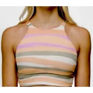 prAna Women's Marine Street Swim Top High Neck‎ Multicolor Size Large NWT